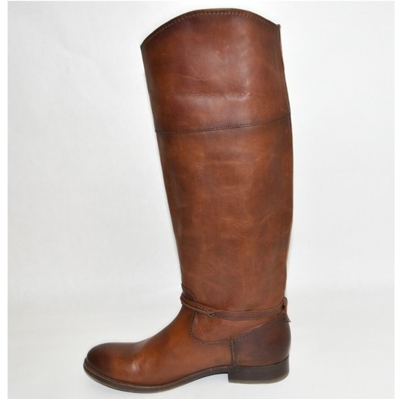 Frye Melissa Seam Riding Boot Cognac Leather Size 7 B 3475445 MSRP $397 T26 - Picture 2 of 7